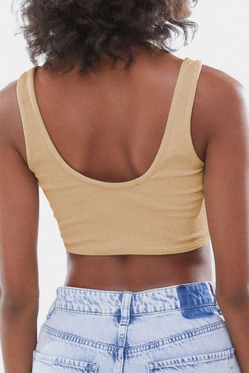 WOMEN SEXY DEEP U NECK CROP TANK TOP Slim fit clothing