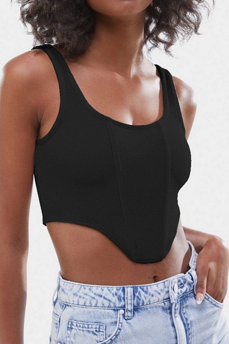petite size Timeless Wear WOMEN SEXY DEEP U NECK CROP TANK TOP