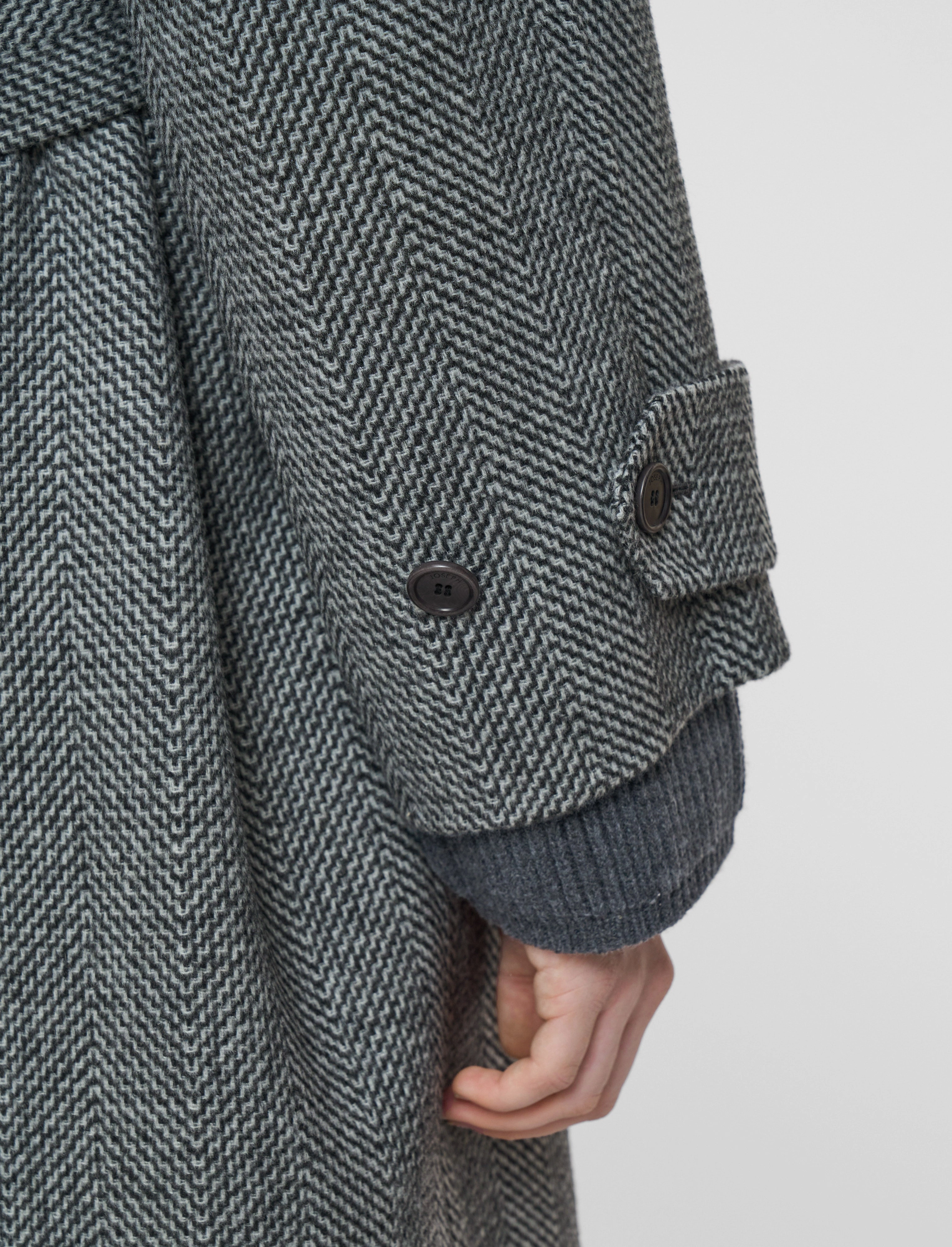 Navarre Linear Double Face Wool Coat Durable Corrosion Resistant Zippers Articulated Ergonomic Fit