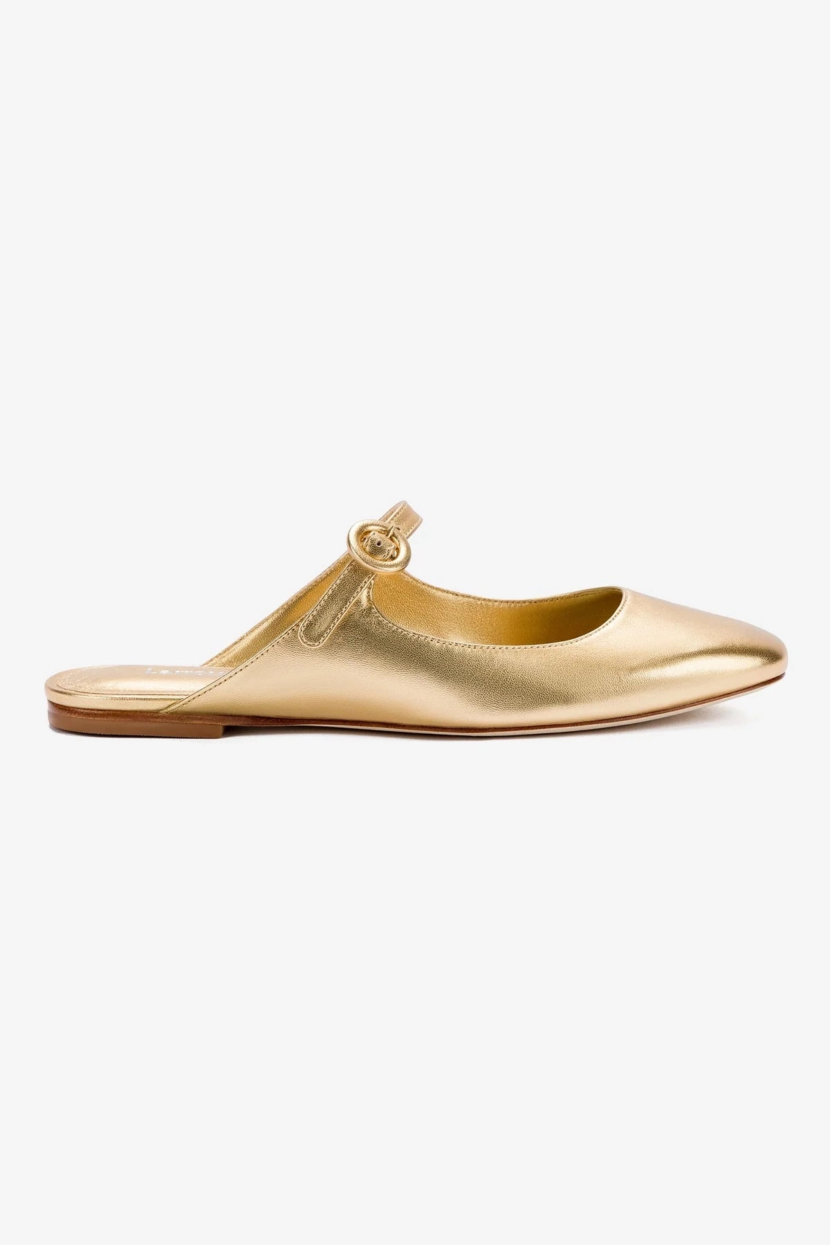 Fair Day Sky Walk Blair Flat Mule In Gold Metallic Leather