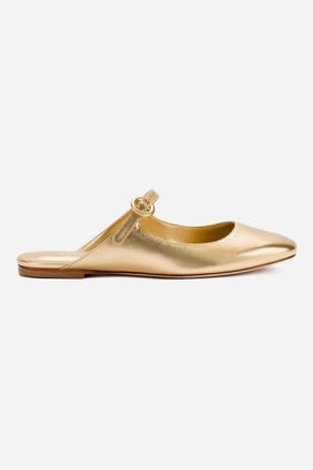 Ferry Mood Blair Flat Mule In Gold Metallic Leather