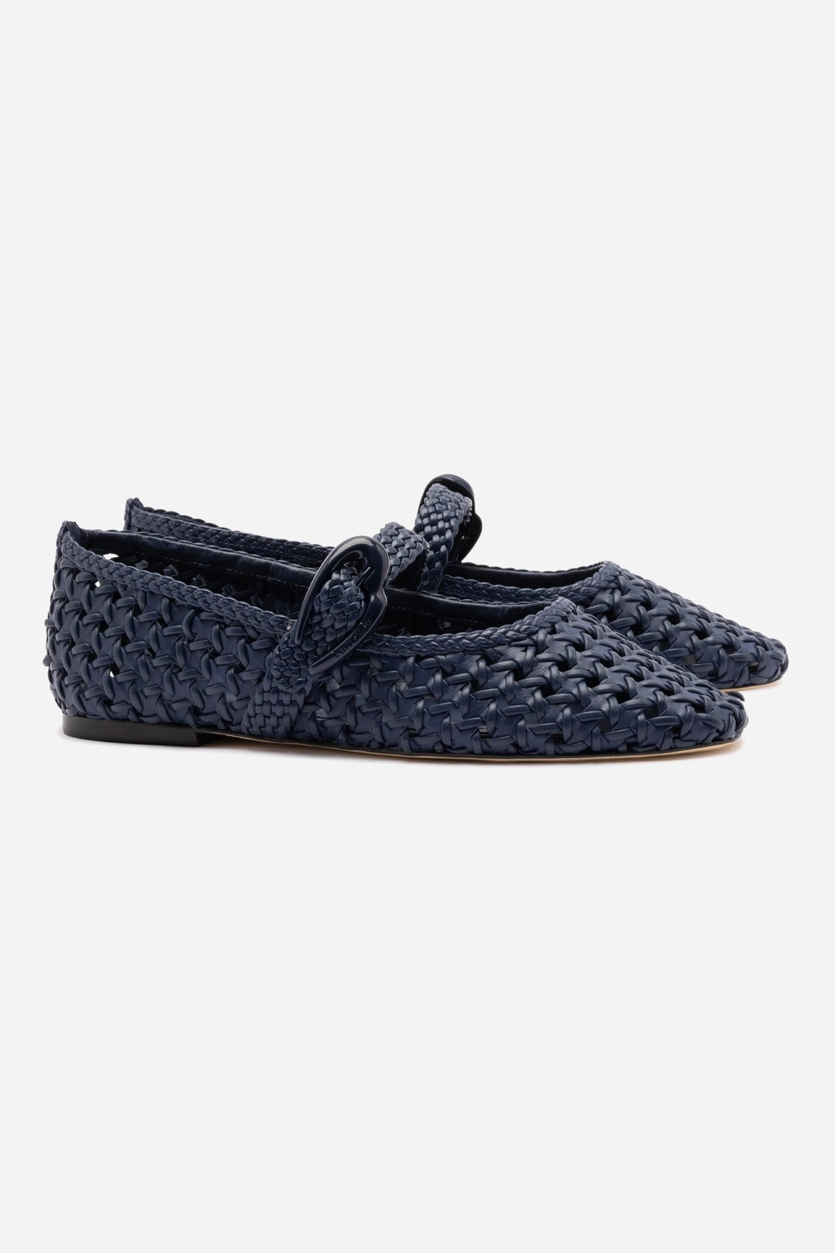 Verona New Macrame Ballet Flat In Navy Leather Outdoor Easy Beach Air