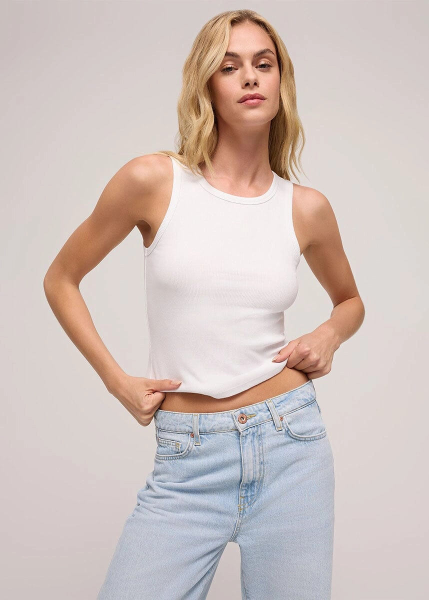 Hadley Tank - White Shape Retention Fabric Basic Dress