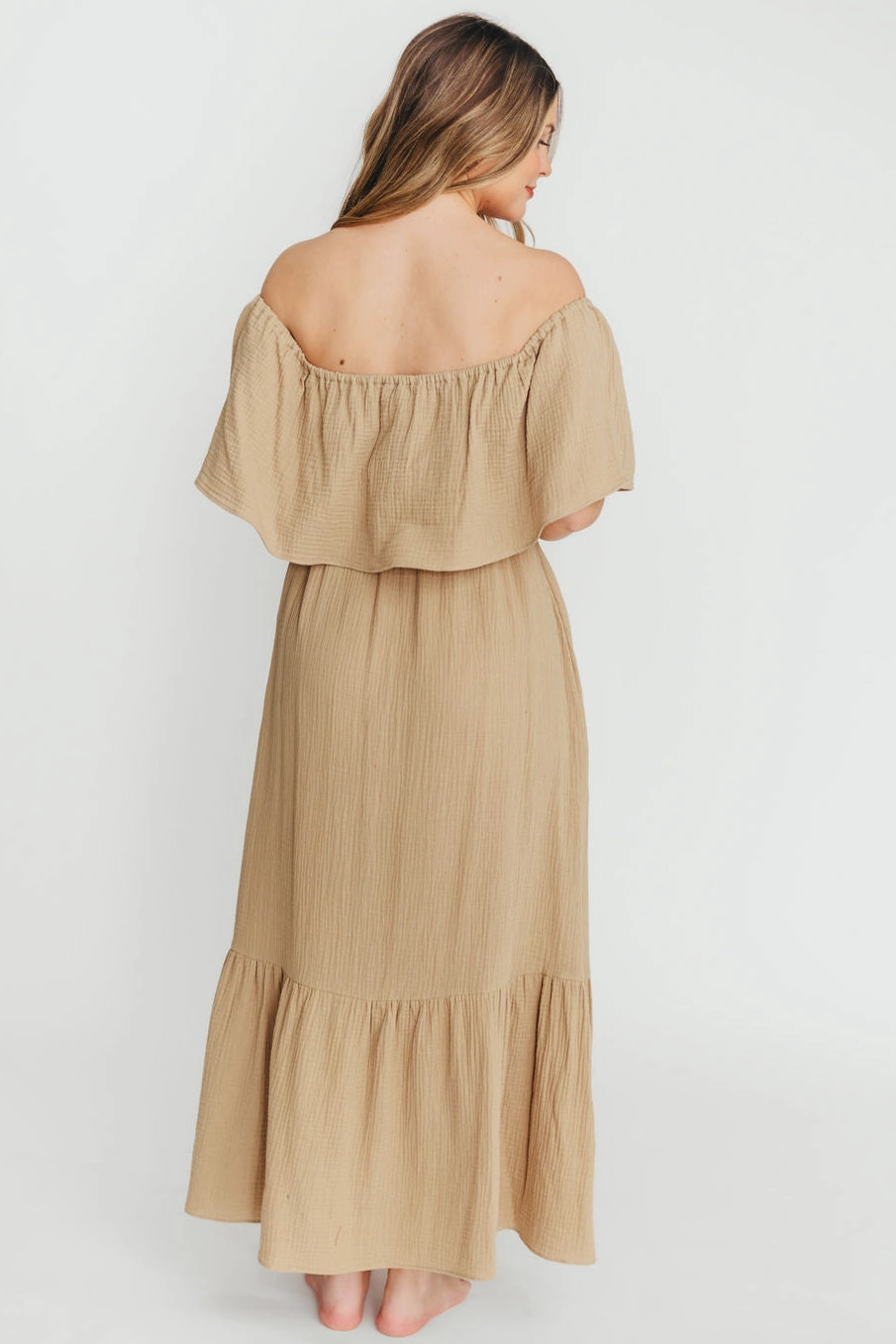 Josie 100% Cotton Maxi Dress in Khaki Chic And Comfortable
