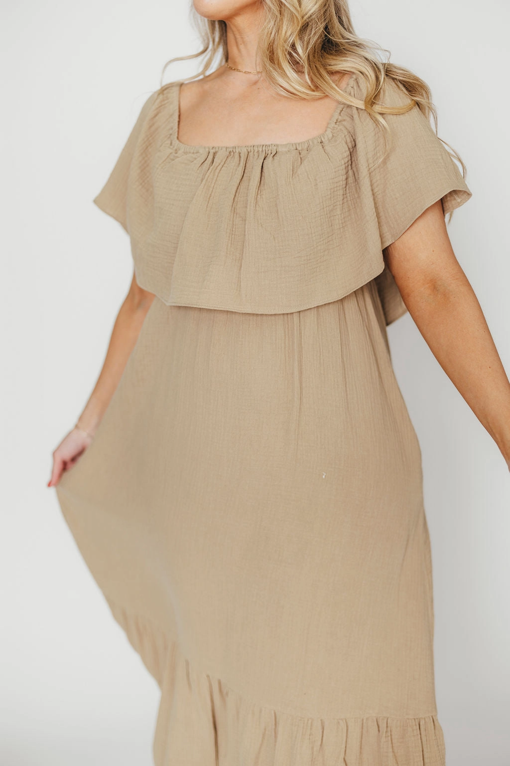 Must Have Josie 100% Cotton Maxi Dress in Khaki