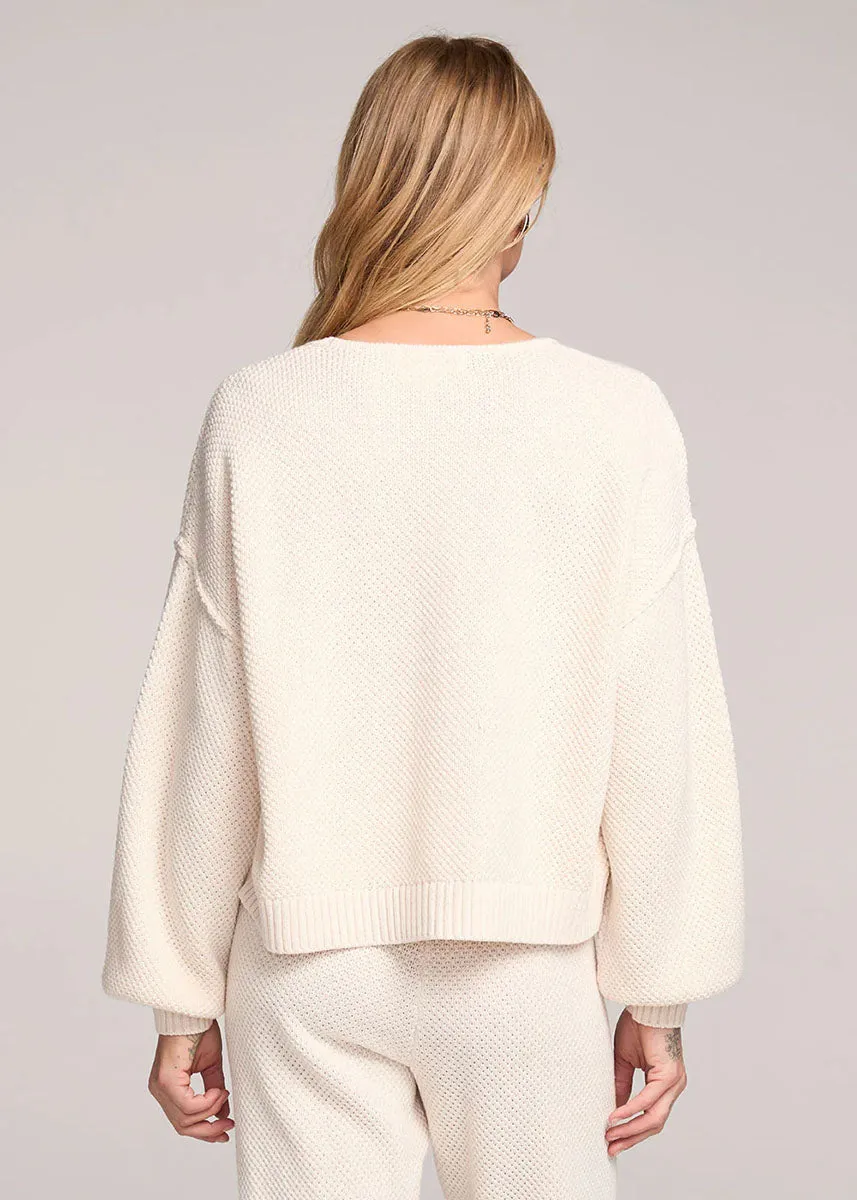 Quinn Tie-Front Sweater - Natural Subtle Texture Detail