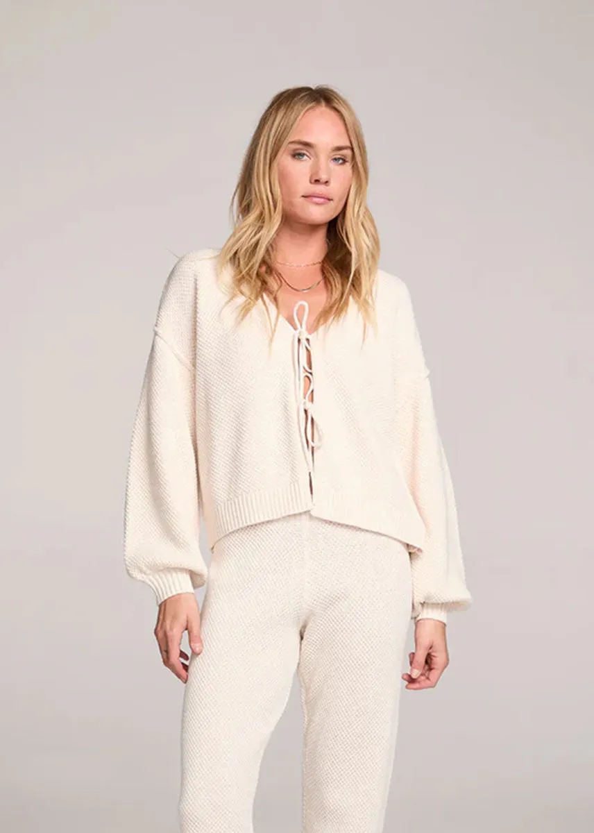 Quinn Tie-Front Sweater - Natural Winter Fashion Breathable Layer