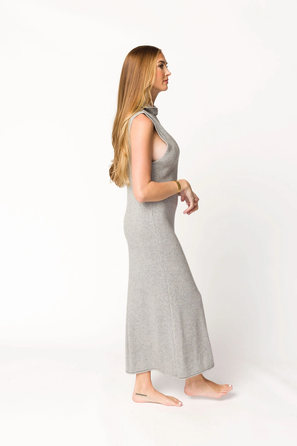 Wedding-Guest Music-Concert Quinn Turtleneck Maxi Dress in Heather Grey *Final-Sale*