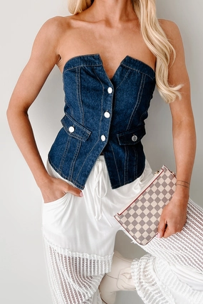 Radiate Strength Strapless Denim Top (Dark) Brushed Interior