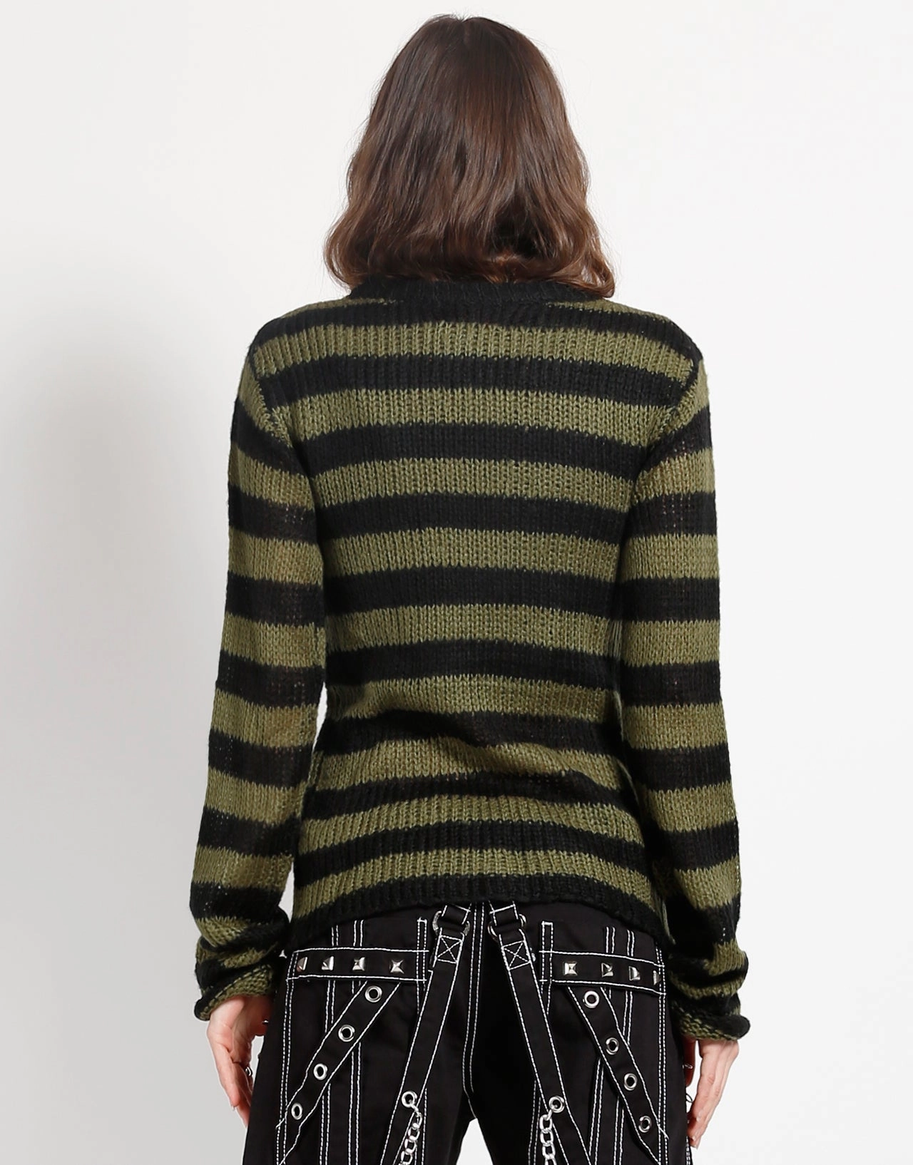 StainResistantFinish RAG STRIPE SWEATER ARMY