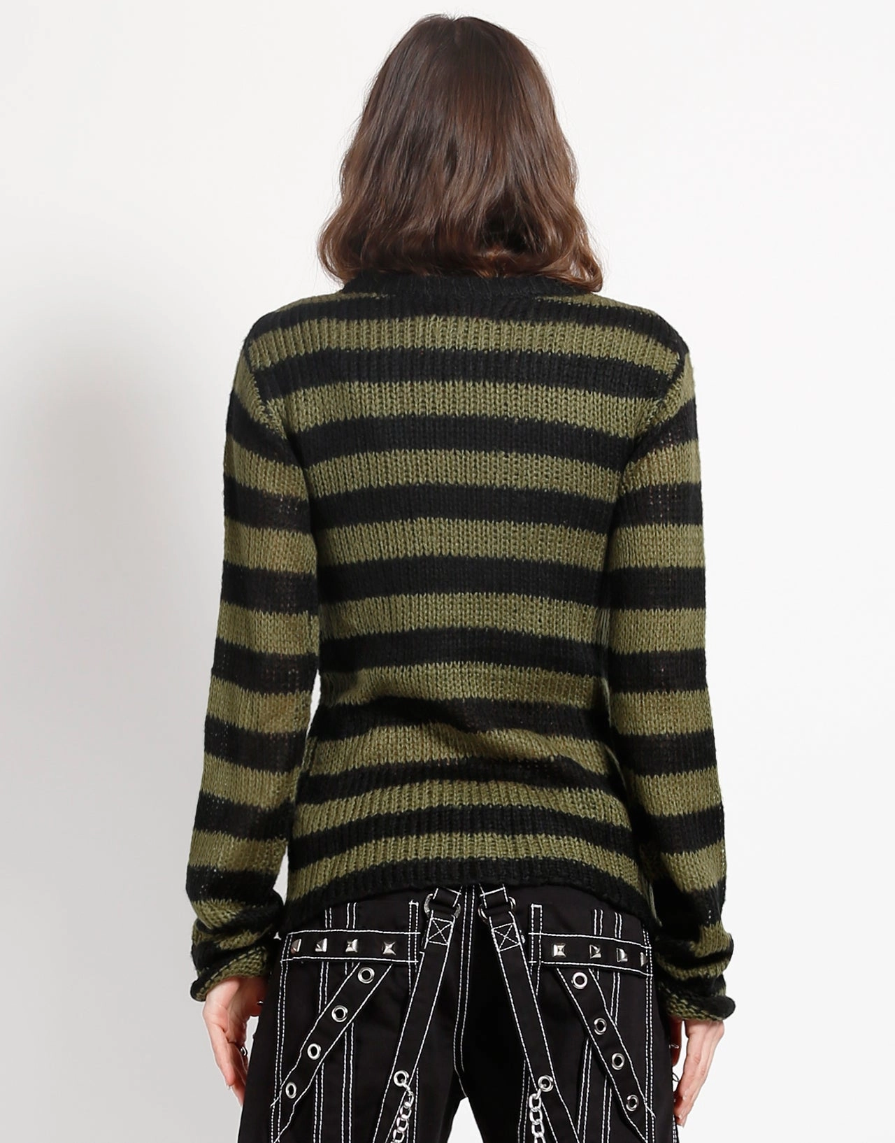 Ventilation Panel LongWearingComfort RAG STRIPE SWEATER ARMY