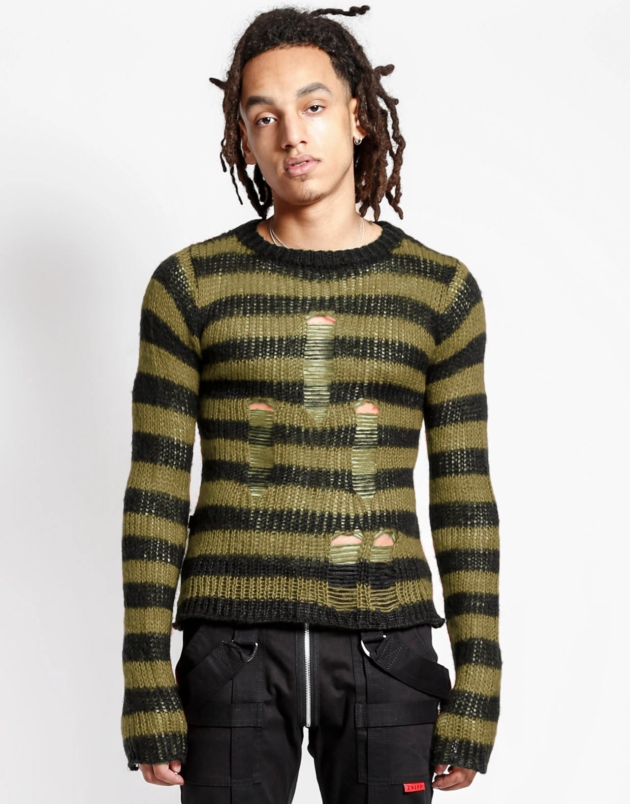RAG STRIPE SWEATER ARMY SoftBrushed CompactSize
