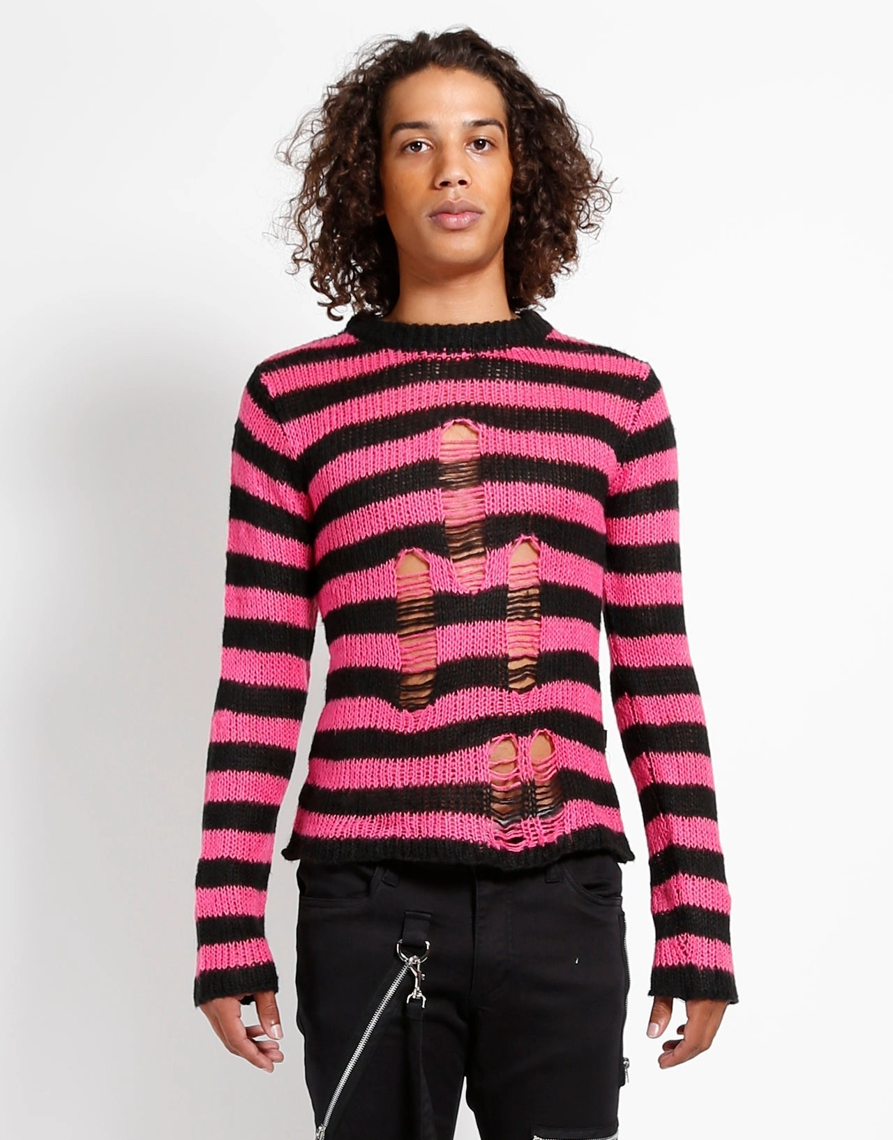 RAG STRIPE SWEATER PINK NonIrritatingSeams