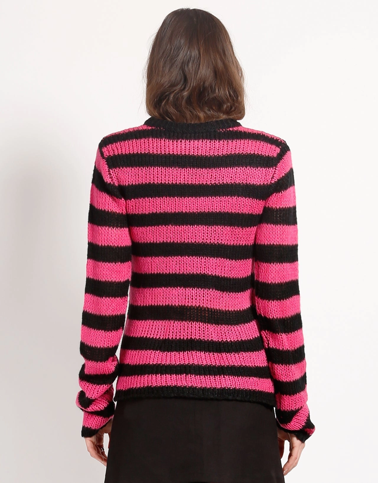 Quick Release Buttons RAG STRIPE SWEATER PINK