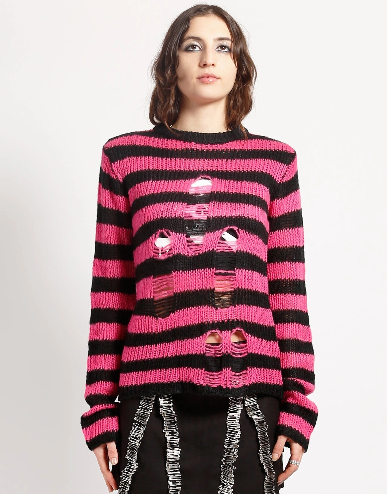 WaterResistant AdjustableCuffSystem RAG STRIPE SWEATER PINK