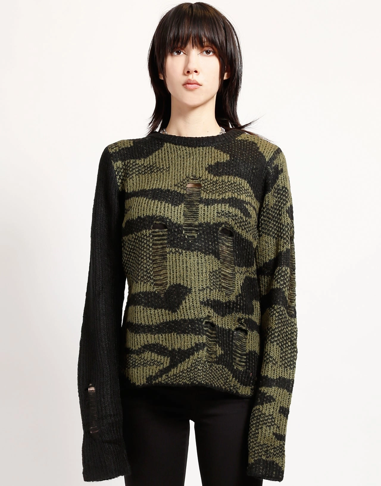 RAG SWEATER CAMO WideNeckline Breathable Hoodie