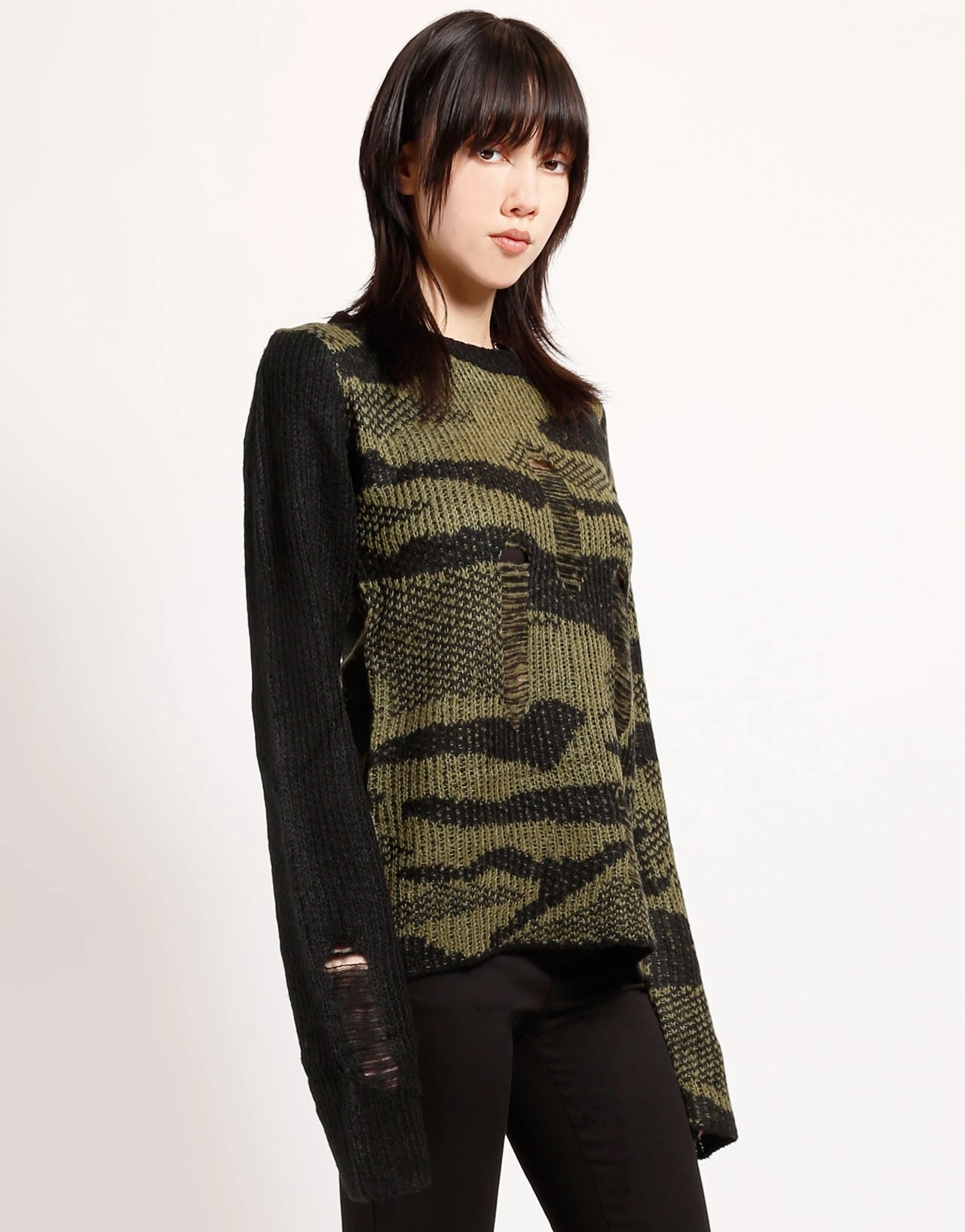 FlatlockStitching RAG SWEATER CAMO