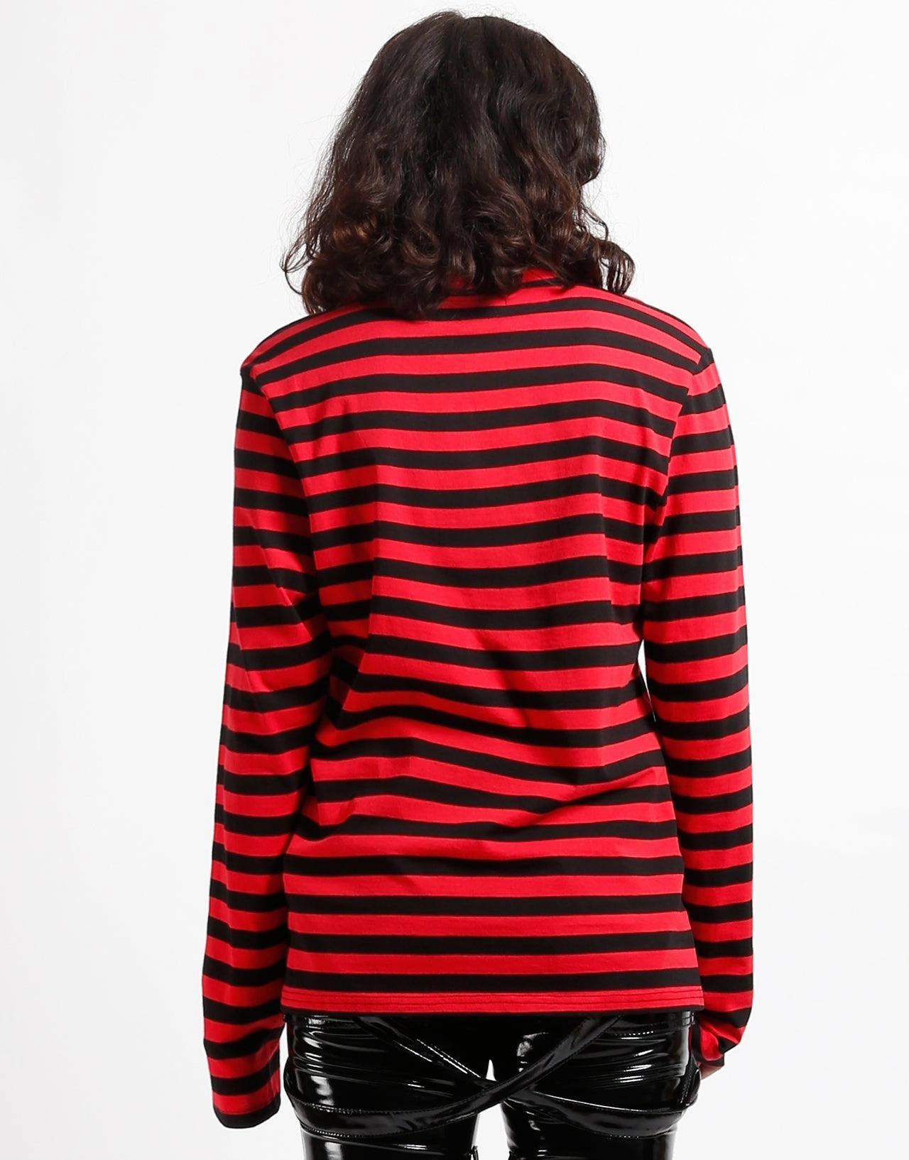 Basic Tank NonIrritating Seams SKULL STRIPE KNIT TOP BLACK/RED