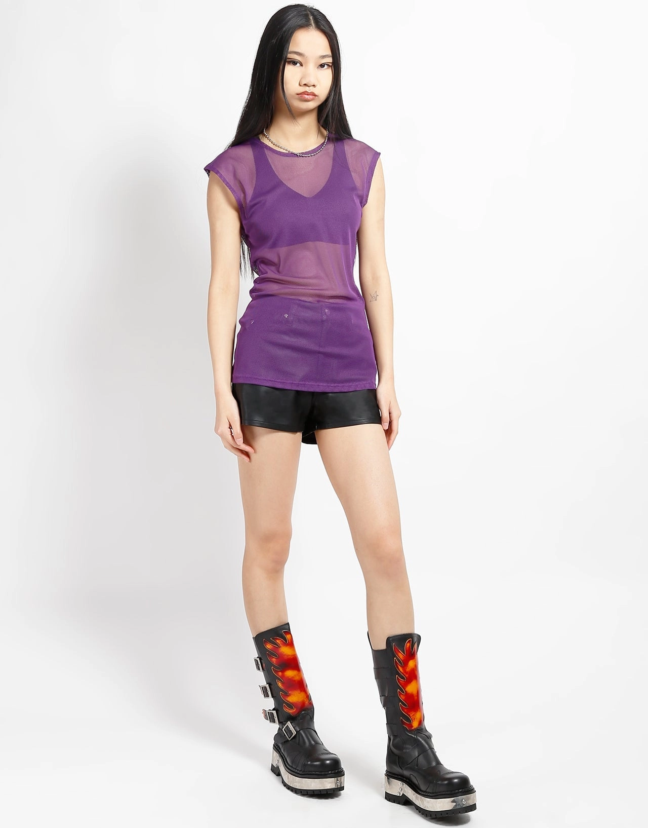 EasyCareMaterial Modern Silhouette MUSCLE TANK FISHNET PURPLE