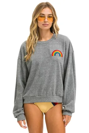 Biodegradable Fiber Option Relaxed Knit Rainbow Embroidery Relaxed Crew Sweatshirt