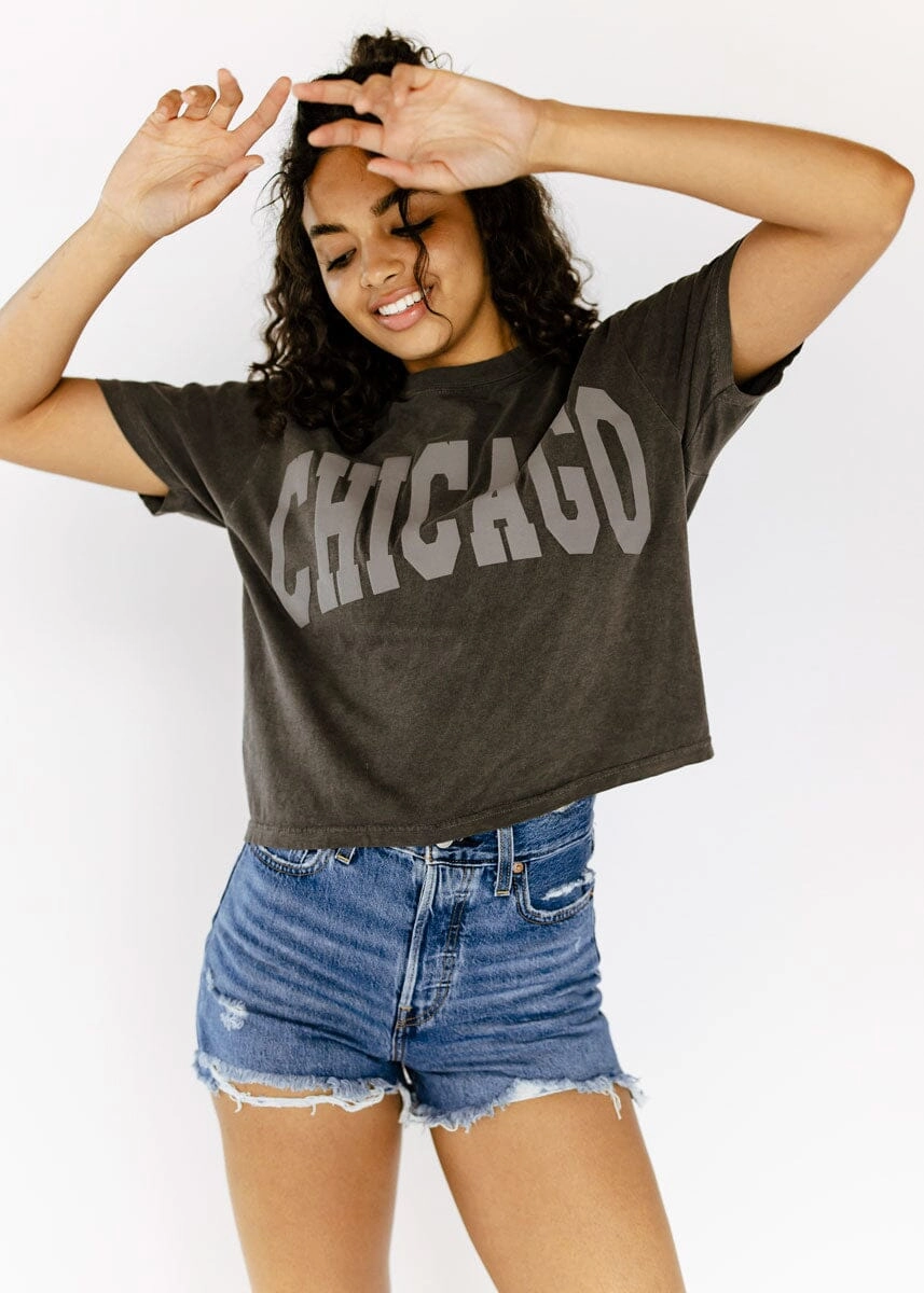 AntiBacterial Coating Chicago Collegiate Puff Crop Tee - Pepper