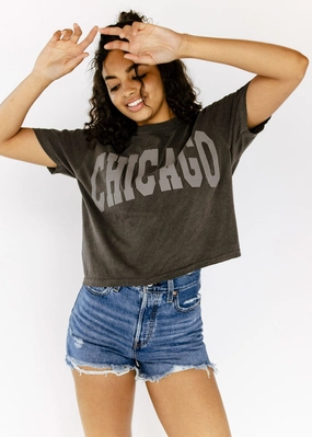 AntiBacterial Coating Chicago Collegiate Puff Crop Tee - Pepper