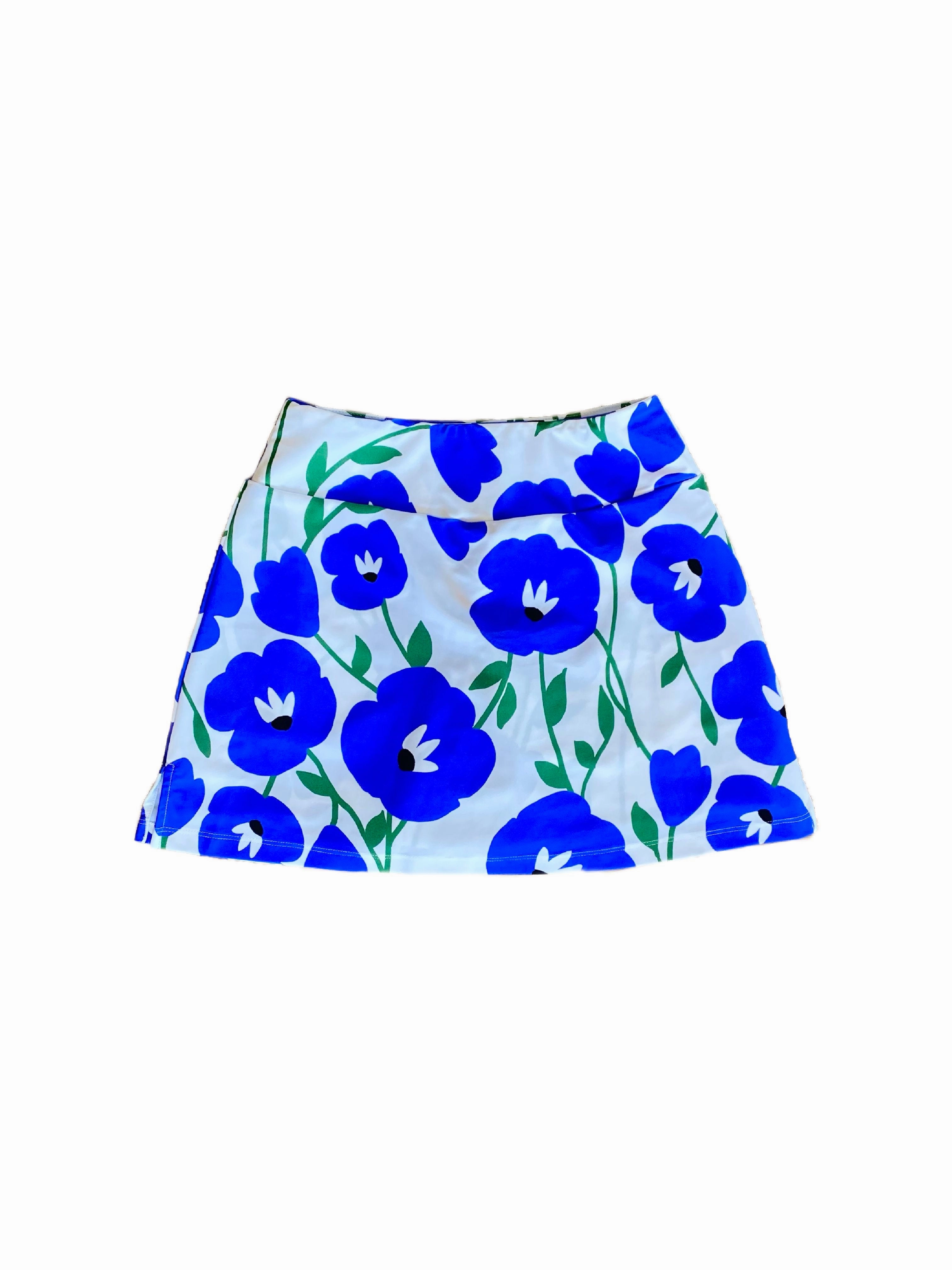 Razi Skort Pop Art Flower Ribbed Knit Fabric Soft Material