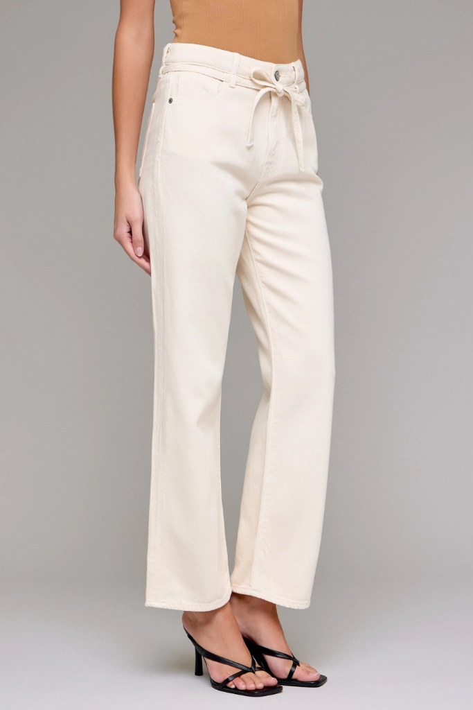 Sunny Vibes Weekend Style Traveler Gear Simone Tie Waist Straight Wide Leg Ankle Jean