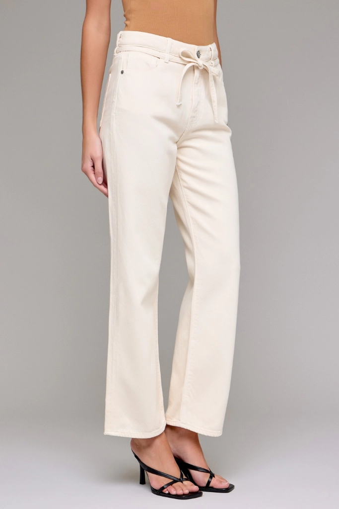 light feel Active Wear Simone Tie Waist Straight Wide Leg Ankle Jean