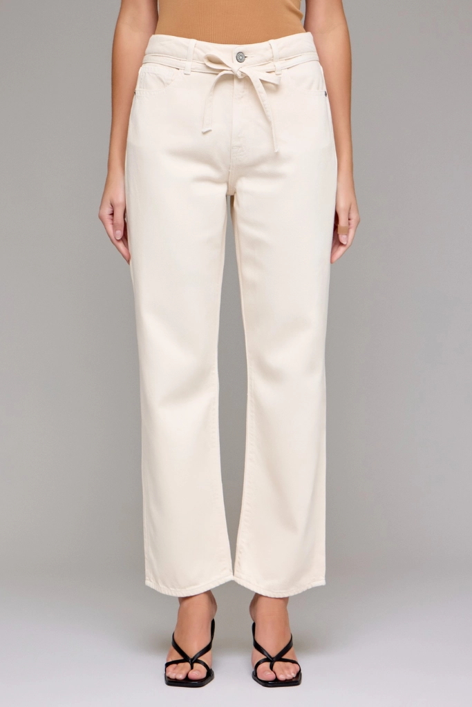 Simone Tie Waist Straight Wide Leg Ankle Jean Traveler Gear Slim Style Daily