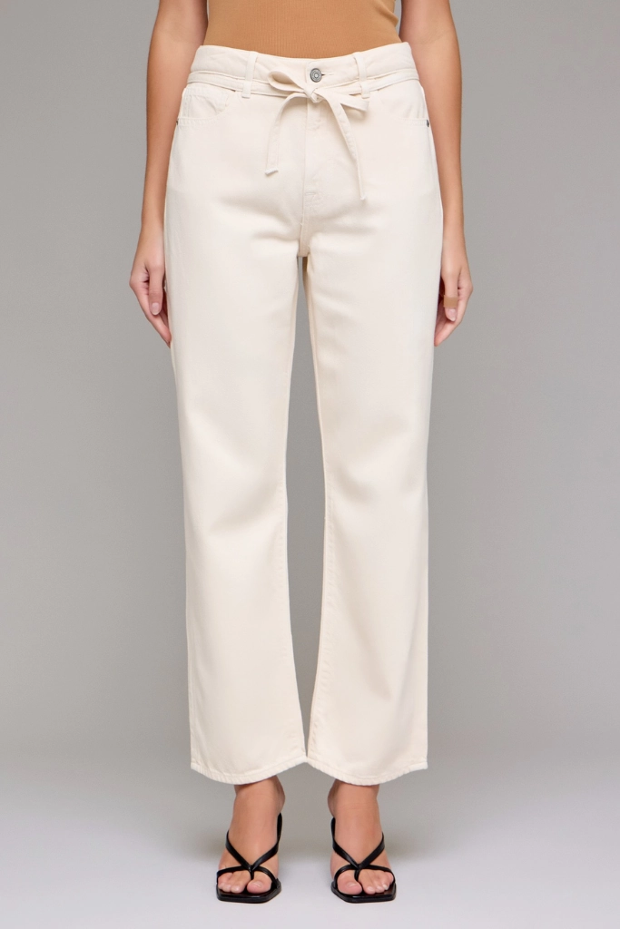 Elegant Party Look Winter Warmth Great Base Simone Tie Waist Straight Wide Leg Ankle Jean