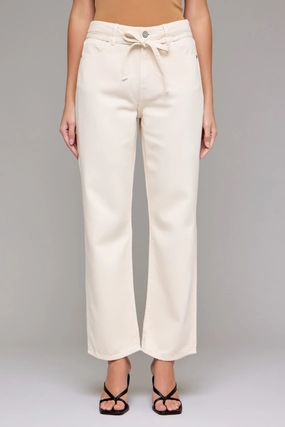 Simone Tie Waist Straight Wide Leg Ankle Jean Traveler Gear Slim Style Daily