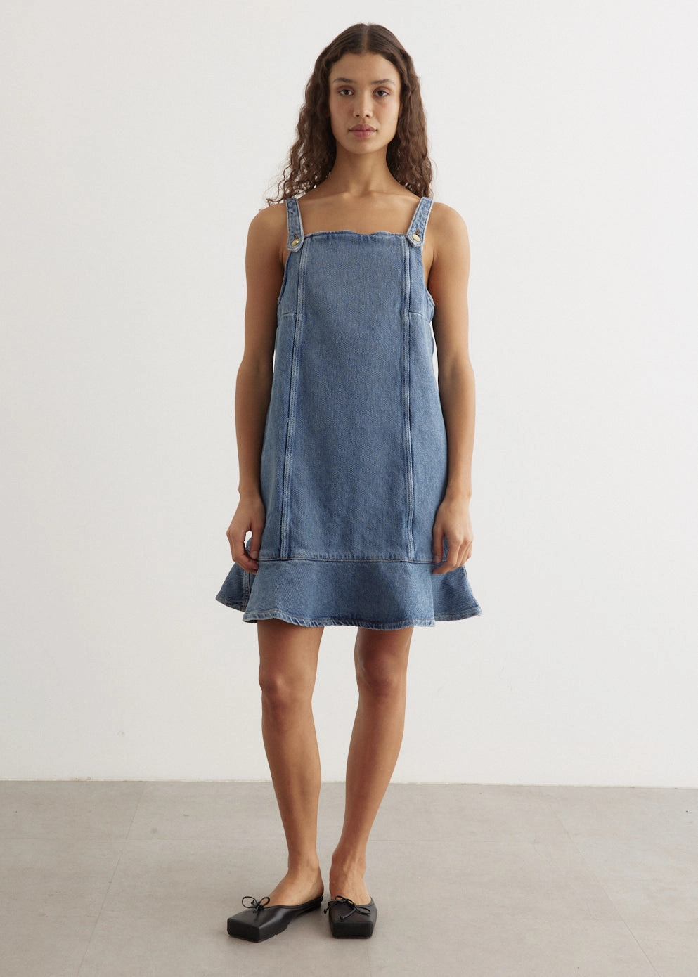 Heavy Denim Mini Dress Morning Ready Softened Texture