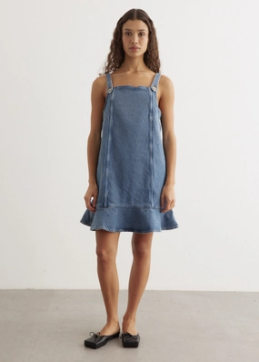 Heavy Denim Mini Dress Morning Ready Softened Texture