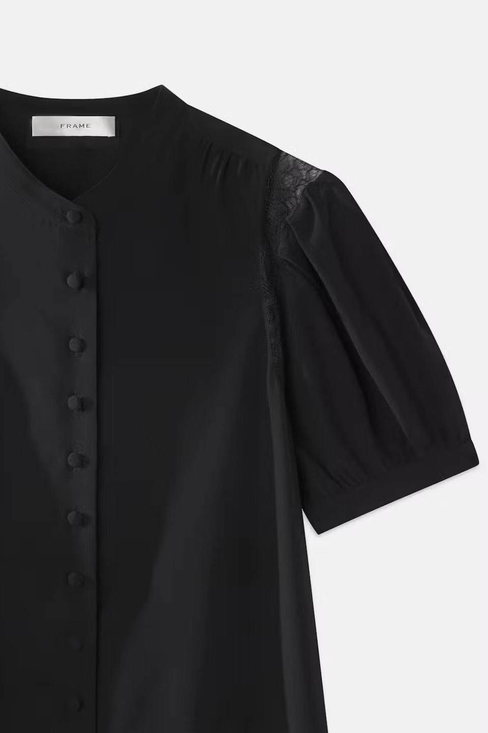 BrushedInnerSurface Lace Shoulder Inset Blouse