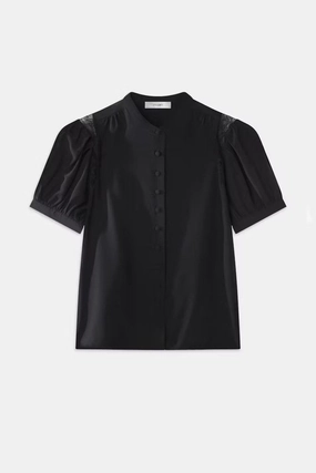 Lace Shoulder Inset Blouse BondedShoulder BreathableMaterial