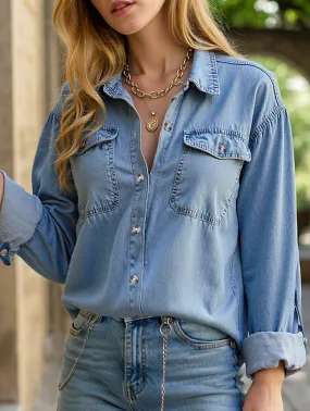 Pure color denim jacket Drop Shoulder