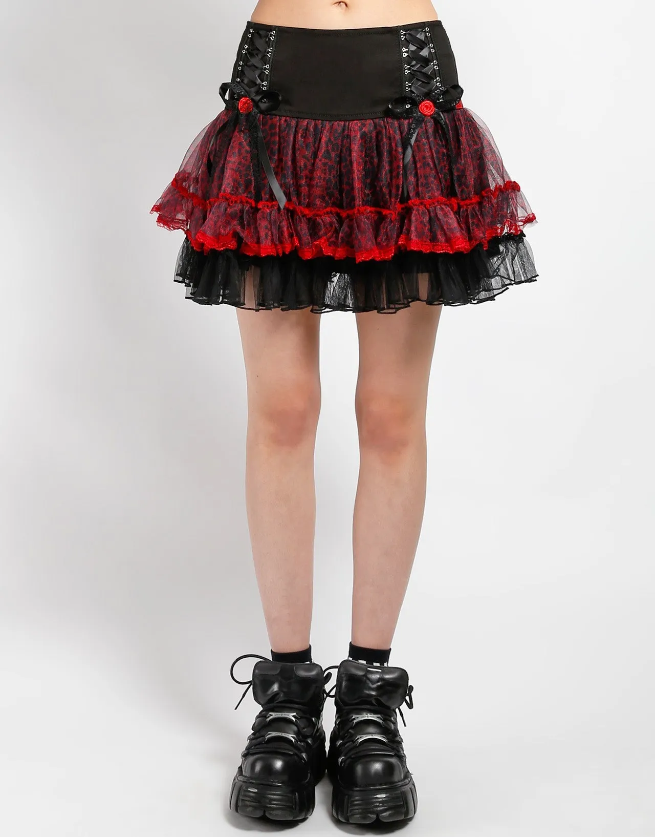Odor Control Fabric TUTU SKIRT RED LEOPARD