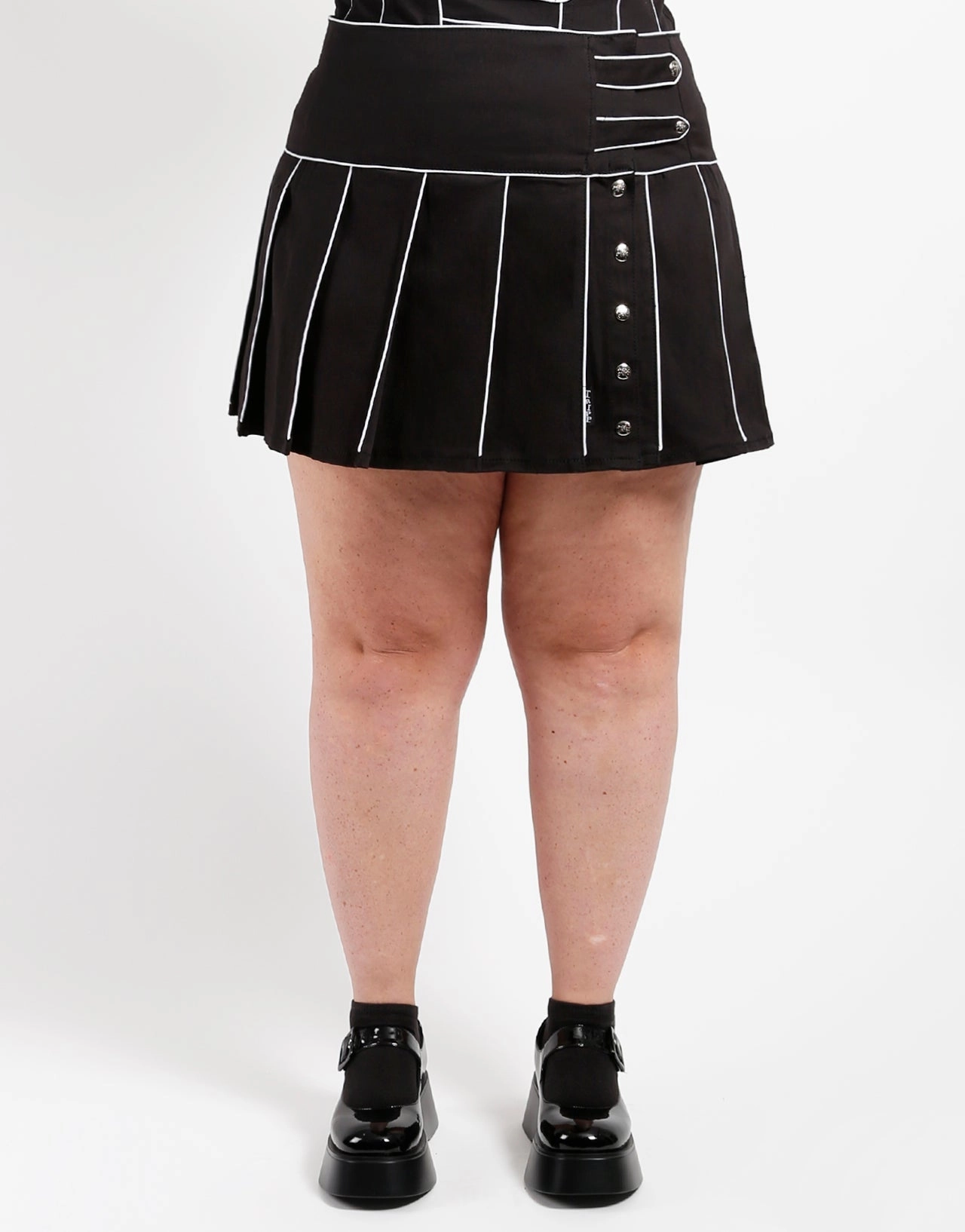 CURVE BAND PLEATED SKIRT WHITE Light Waist