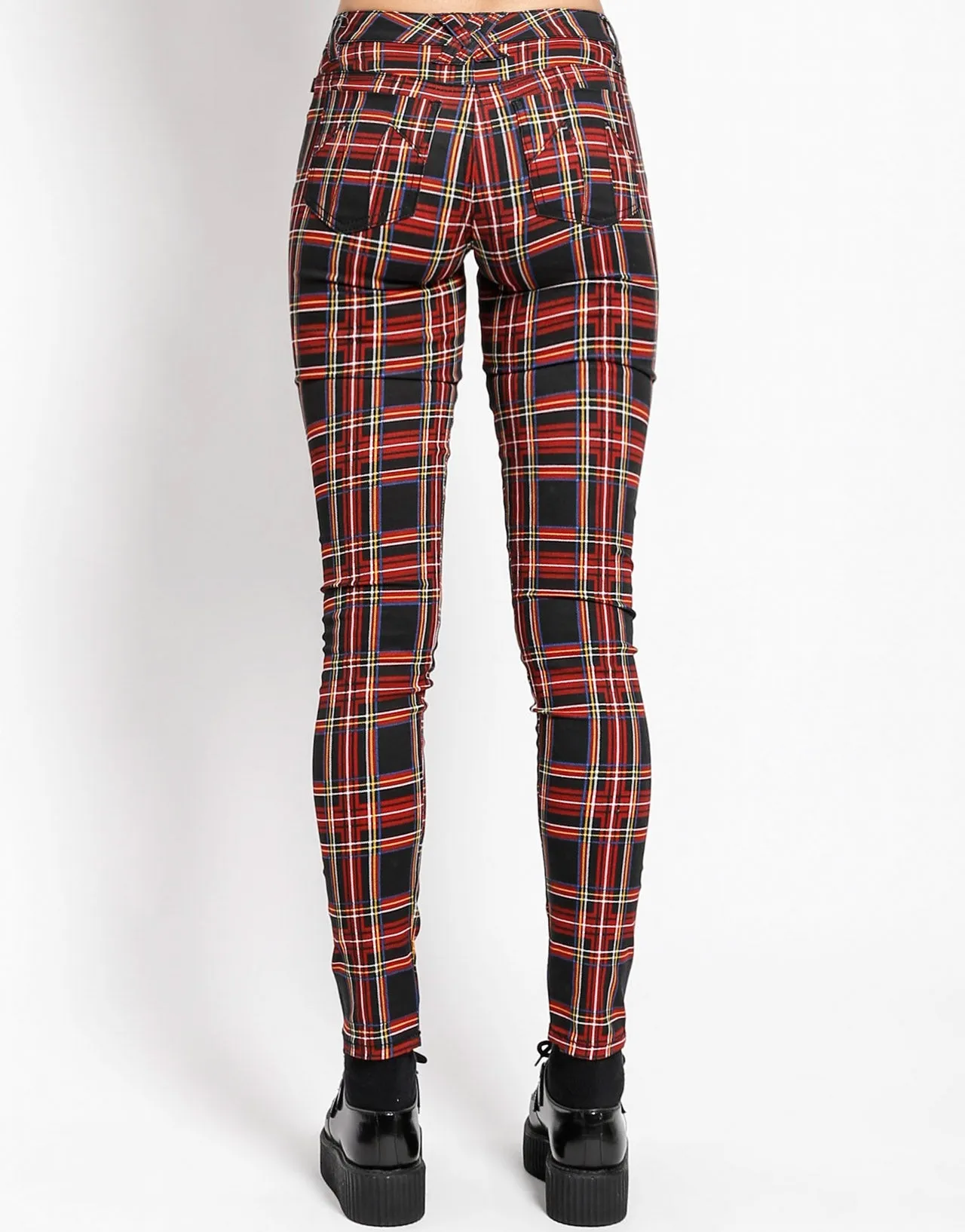 HIGH WAIST T-BACK JEAN BLACK PLAID Quality Material