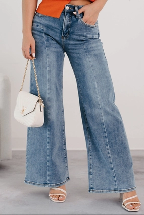 Anti Pilling Technology Soft Finish Ruda Wide Leg Tummy Control Saige Jeans (Medium)