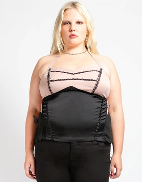 CURVE CHIFFON HALTER CORSET DoubleLayeredShoulders