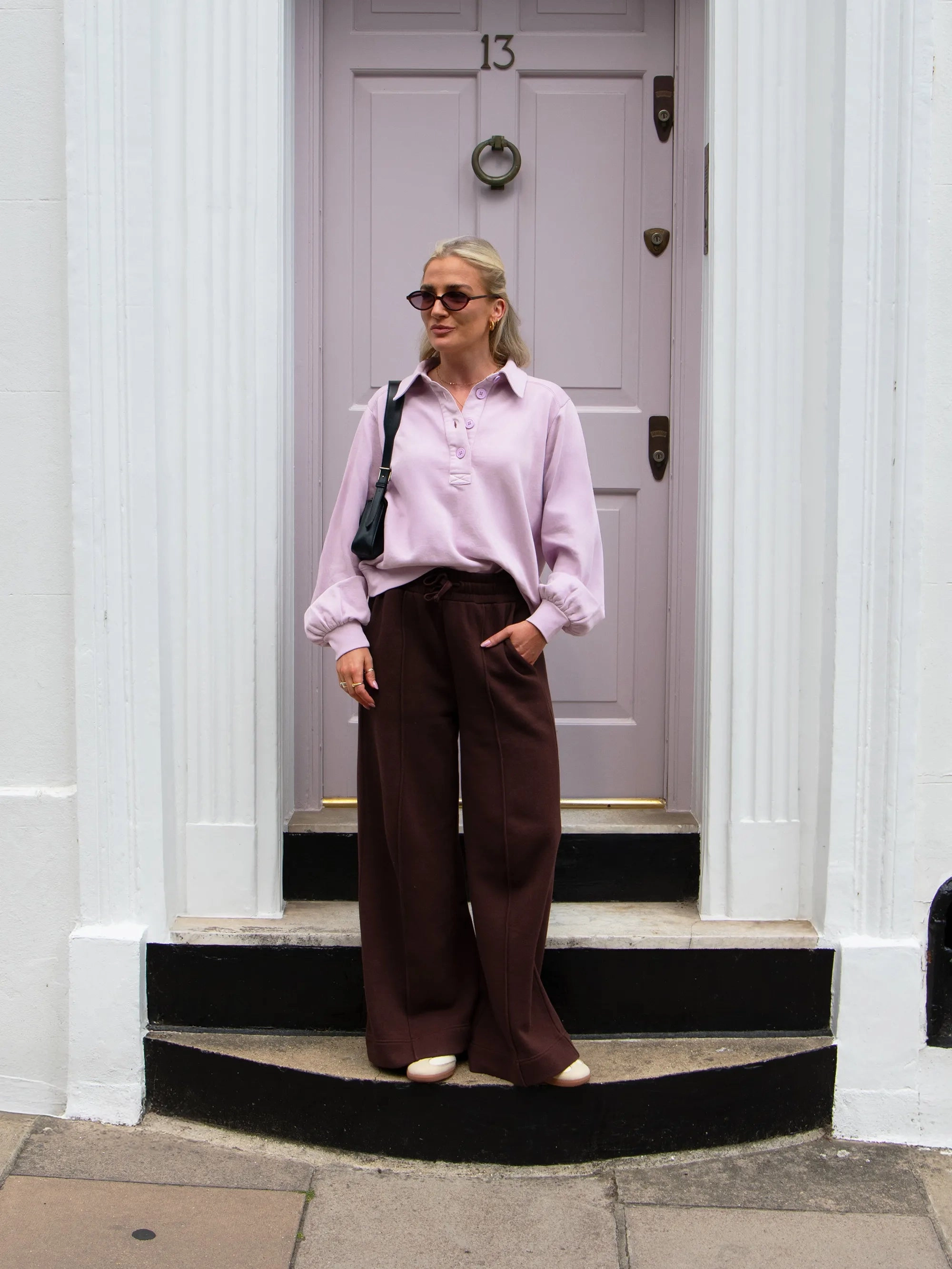 Timeless Cut Stretch Material Lilac Polo Cotton-Jersey Sweatshirt