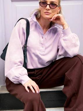 Recycled Polyester Material Lilac Polo Cotton-Jersey Sweatshirt