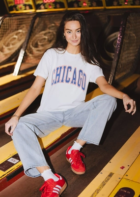 Reverseble Design OdorResistantFinish Chicago Varsity Heavyweight Crop Tee