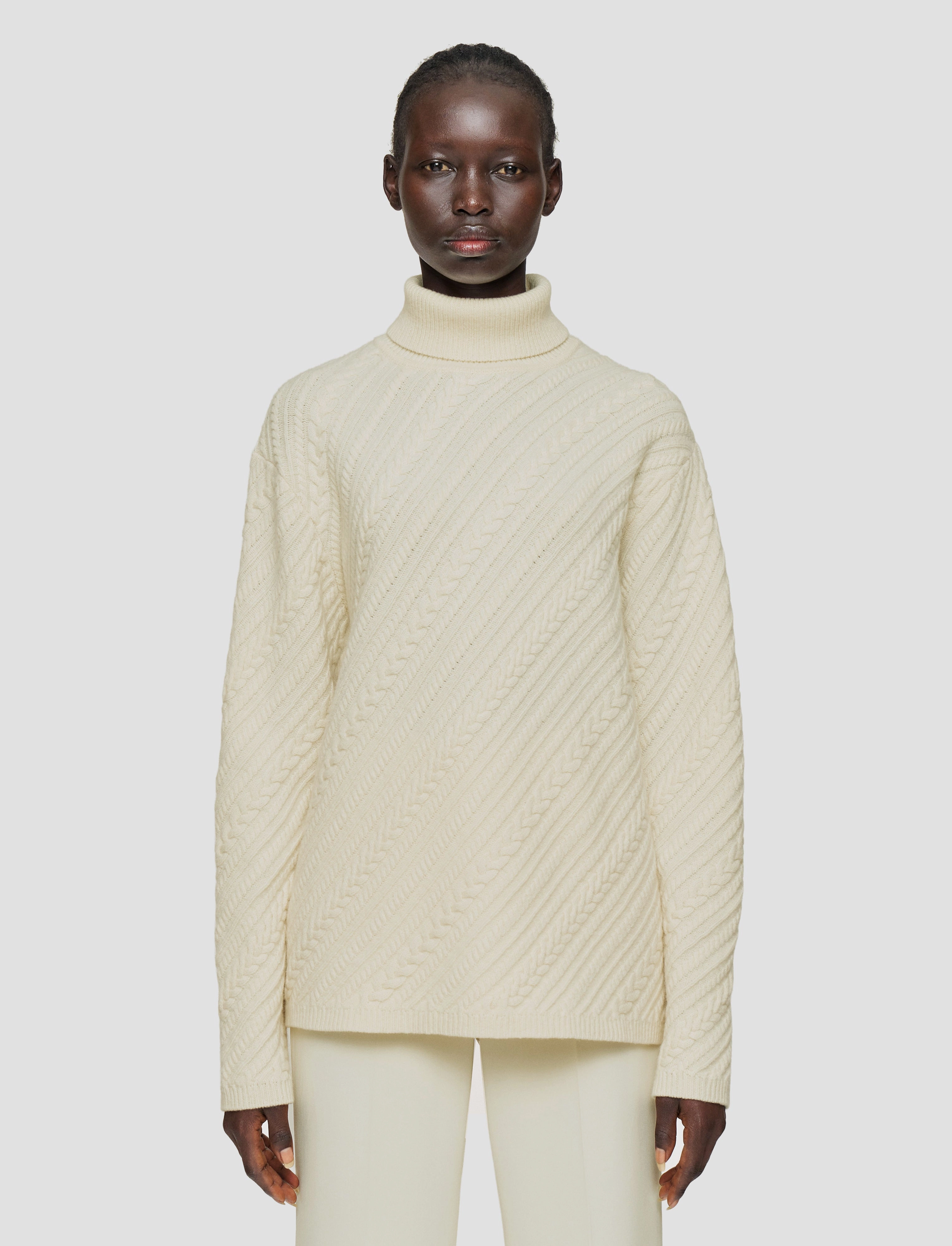 Cable Knit Wool Jumper Twisted Cable Pattern