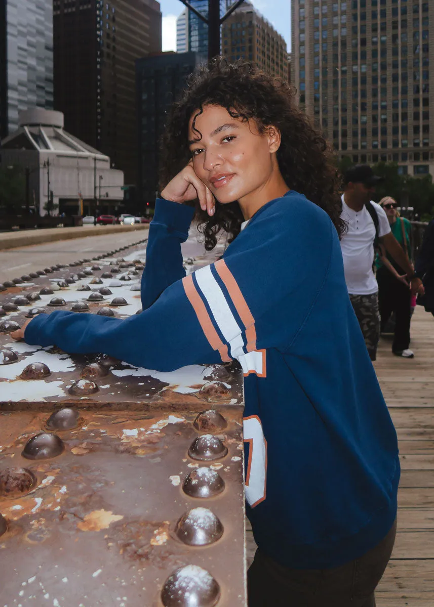 Waffle Knit Chicago 85 Classic Crew Sweatshirt - Navy