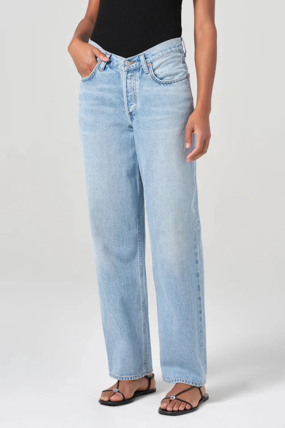 V-Waist Baggy Jean Quick Dry Fabric