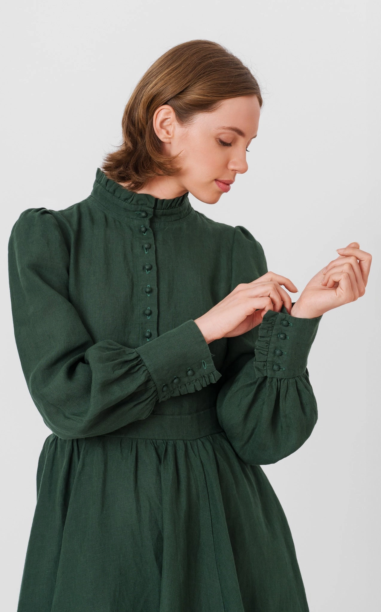 Abigail Dress, Long Sleeve, Evergreen Polished Finish Summer Ease