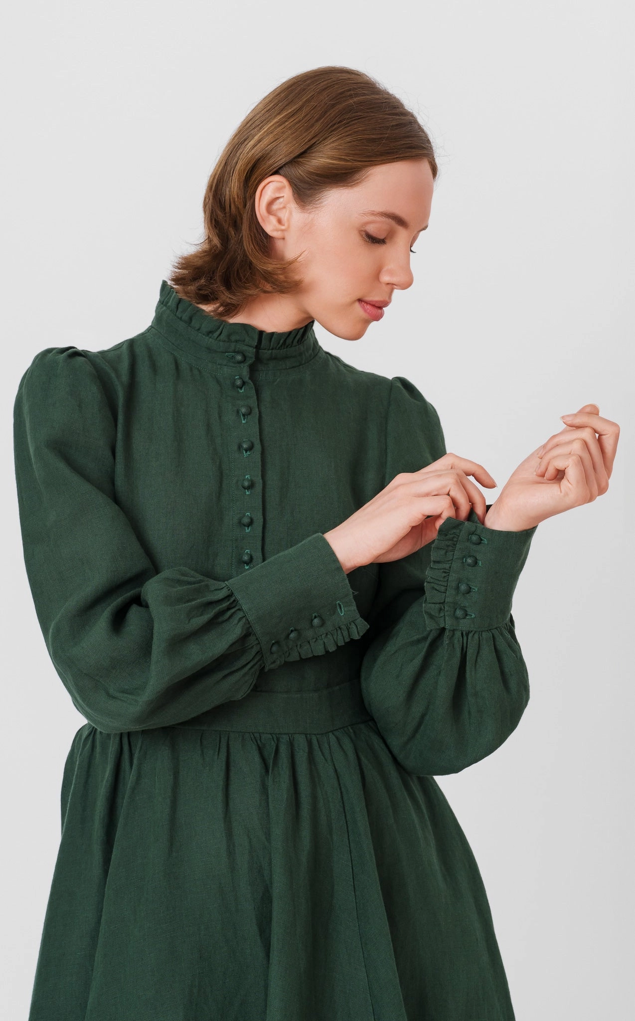 Farm Scene Abigail Dress, Long Sleeve, Evergreen